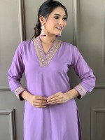 Light Violet Viscose Silk Readymade Kurti